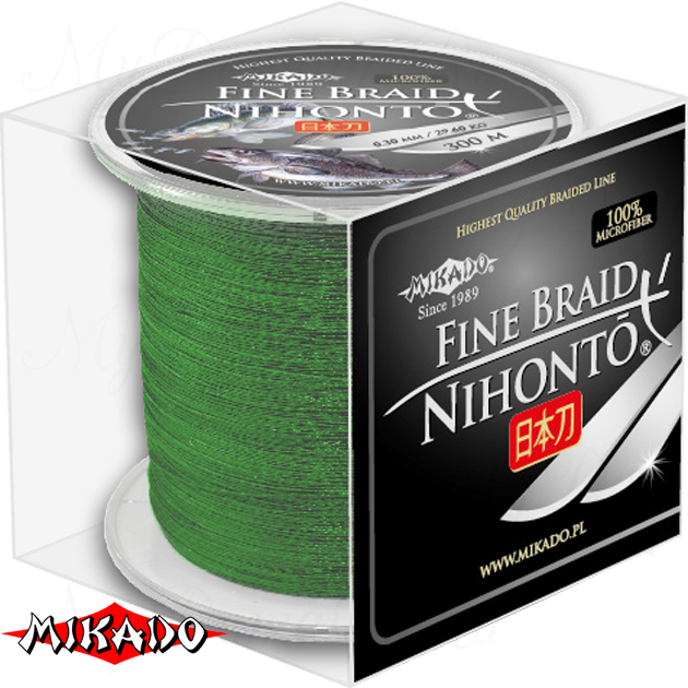 Плетеный шнур Mikado NIHONTO FINE BRAID 0,10 green (300 м) - 7.70 кг., шт