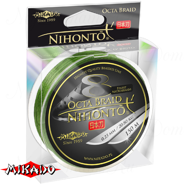 Плетеный шнур Mikado NIHONTO OCTA BRAID 0,10 green (150 м) - 7.75 кг., шт