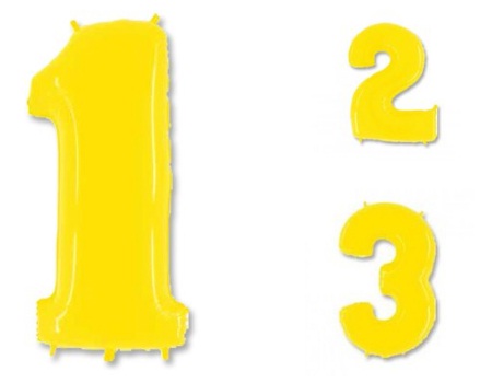 РАСПРОДАЖА ОСТАТКОВ Цифры ярко-жёлтые фольгированные шары с гелием