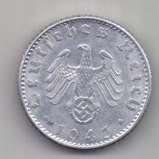 50 пфеннигов 1943 г. UNC. D. Германия