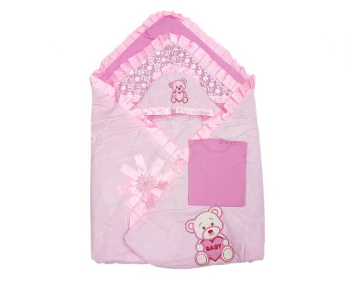 Комплект на выписку 6 предметов Розовый 01283 оптом от производителя "Мамин Малыш"