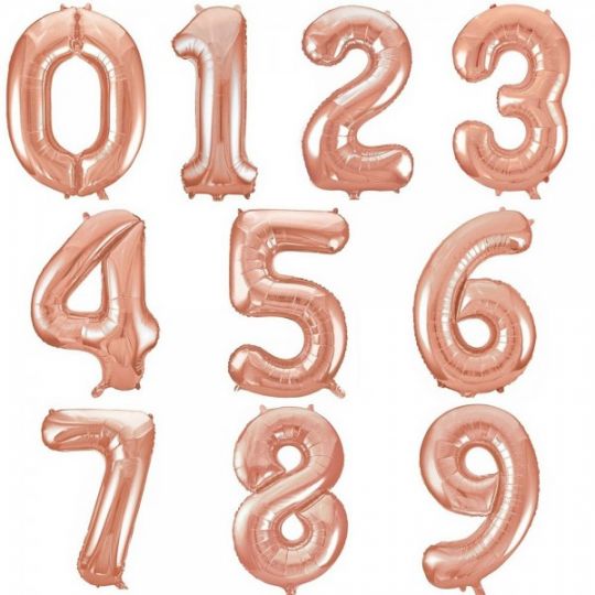 Цифры Розовое золото фольгированные шары с гелием