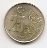 25.000 лир(Регулярный выпуск)Турция 1997