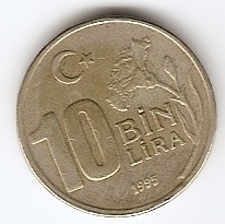 10.000 лир(Регулярный выпуск)Турция 1996