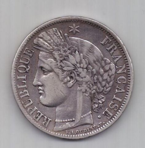 5 франков 1849 г. редкий тип. Франция
