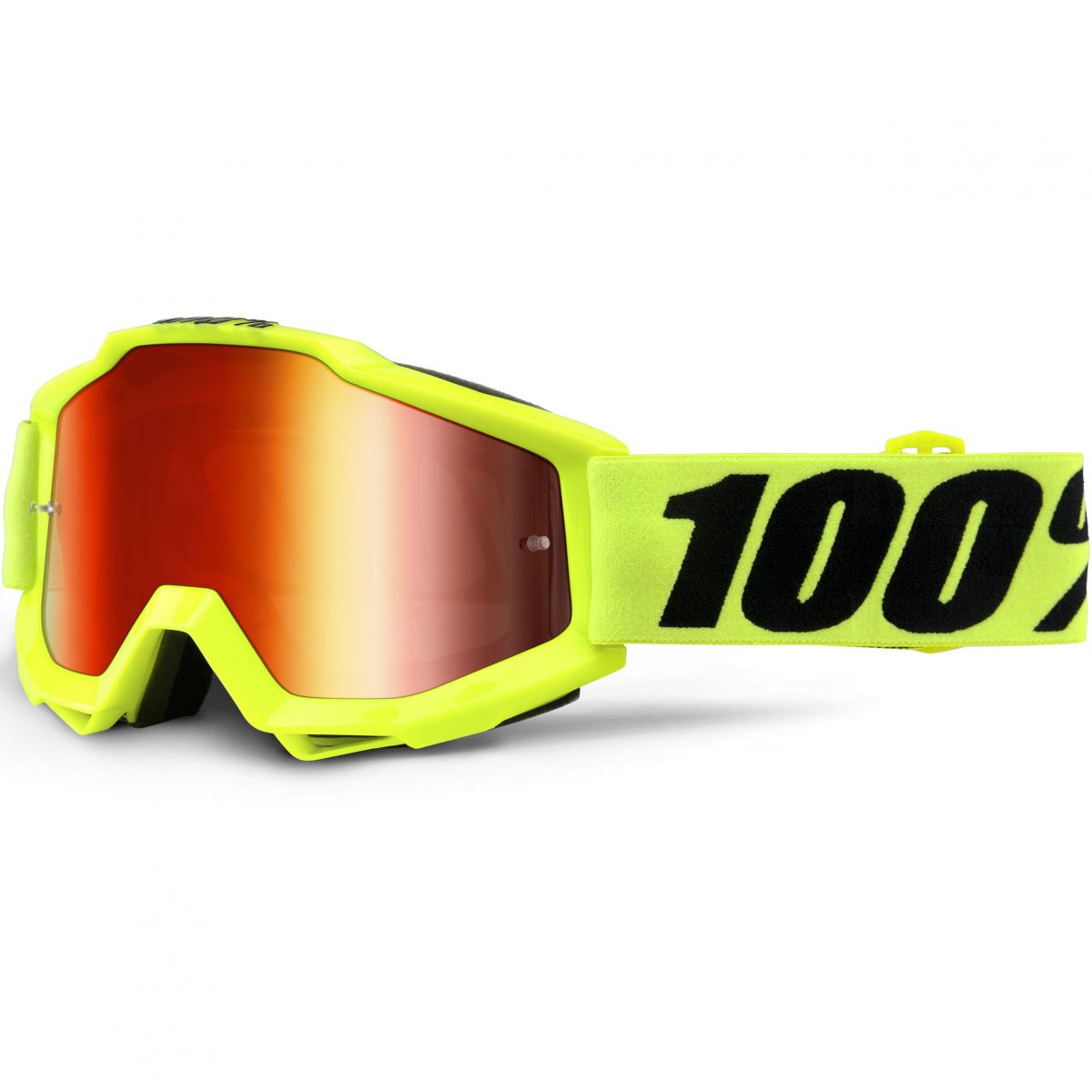 100% - Accuri Fluo Yellow очки, линза зеркальная, красная