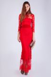Кружевное красное вечернее платье