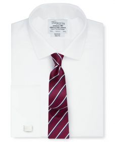 Мужская рубашка под запонки белая T.M.Lewin не мнущаяся Non Iron приталенная Slim Fit (53776)