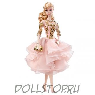 Коллекционная кукла Барби в коктейльном платье (Румянец  и золото) - Blush & Gold Cocktail Dress Barbie Doll, DWF55