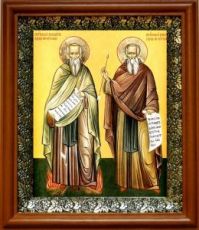 Василий и Феодор Печерские (19х22), светлый киот