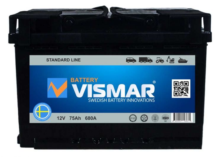 Автомобильный аккумулятор АКБ Vismar (ВИСМАР) 6СТ-75 75Ач о.п.