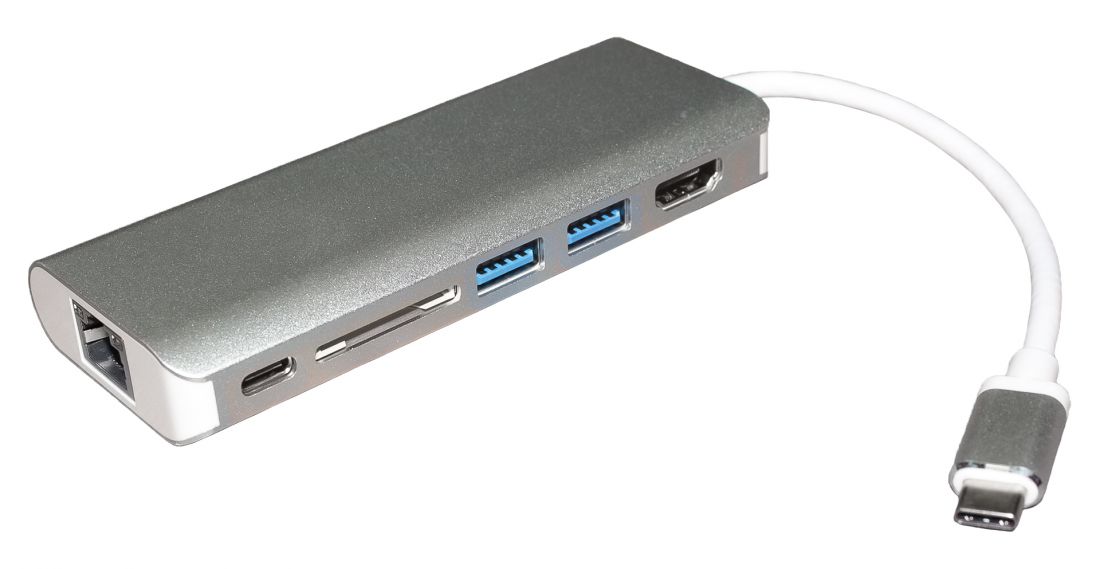 Хаб USB Type-C HDMI+2*USB3.1+USBC+CardReader+Ethernet