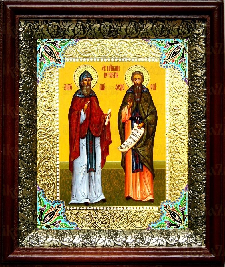 Феодосий и Антоний Печерские (19х22), темный киот