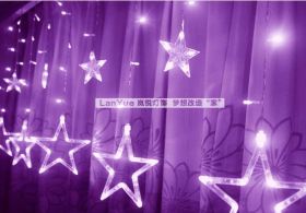 Гирлянда бахрома Звезды LED фиолетовый 2,5 метра