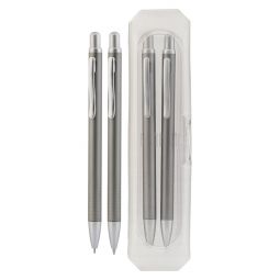 серебристый набор ручка и карандаш в футляре