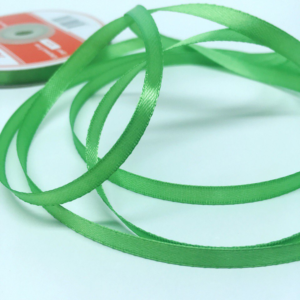 Лента атласная зеленая 3 мм для творчества