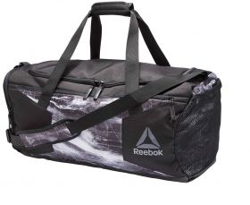 Сумка спортивная черно-серая Reebok Combat Grip Bag M BK2484