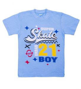 голубая футболка для мальчика 5-8 лет