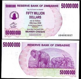 Зимбабве - 50 Млн Долларов 2008 UNC