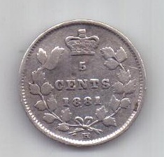 5 центов 1881 г. Канада. Великобритания