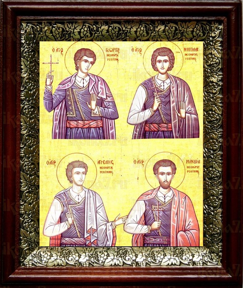 Критские новомученики (19х22), темный киот