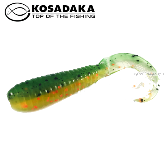 Твистер Kosadaka с разрезным хвостом Triple Tail 60, 10шт., цвет BOT TTL-060-BOT