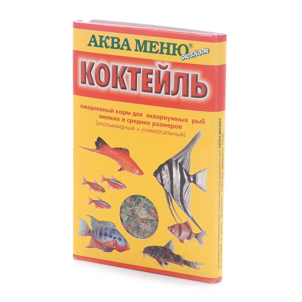 Корм Аква Меню Коктейль 15гр для аквариумных рыб мелких и средних размеров