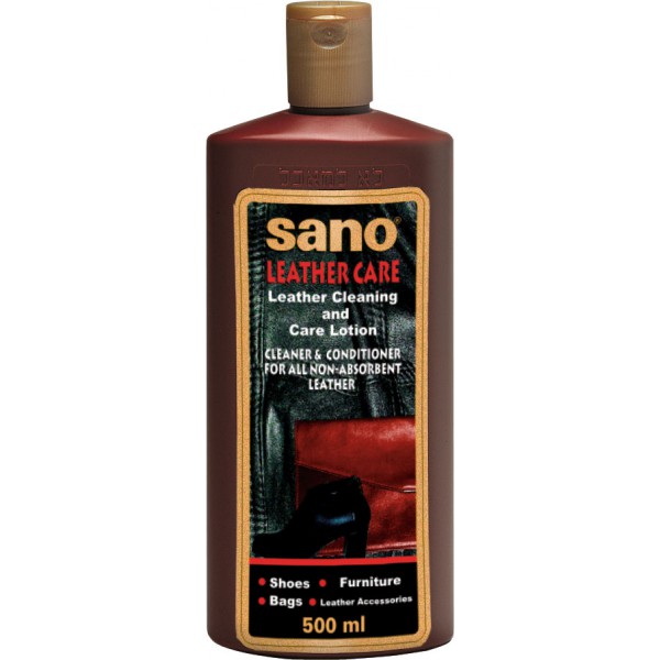 Средство для чистки кожи, очищает, освежает цвет, отталкивает пыль Leather Care Liquid Sano 500 мл