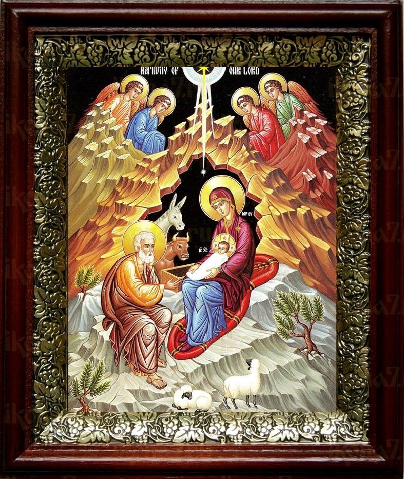 Рождество Христово (19х22), темный киот