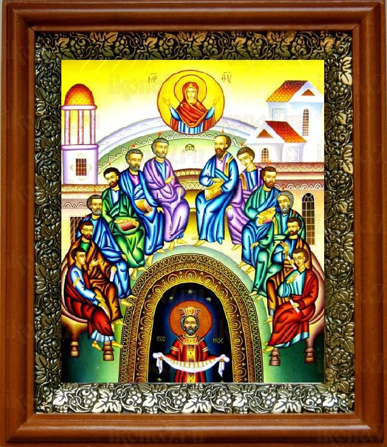 Сошествие Святого Духа на апостолов (19х22), светлый киот