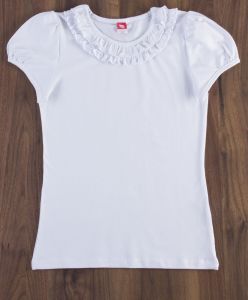Белая блузка для девочки с коротким рукавом