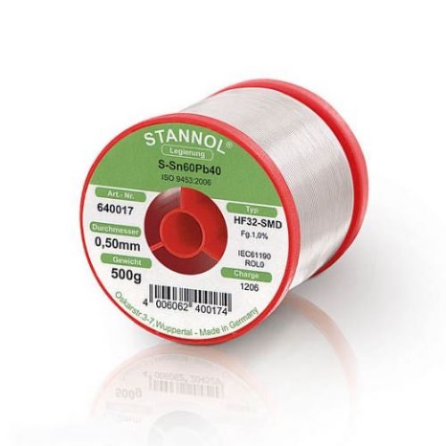 Трубчатый припой Stannol HF32-SMD 1.0 мм с серебром