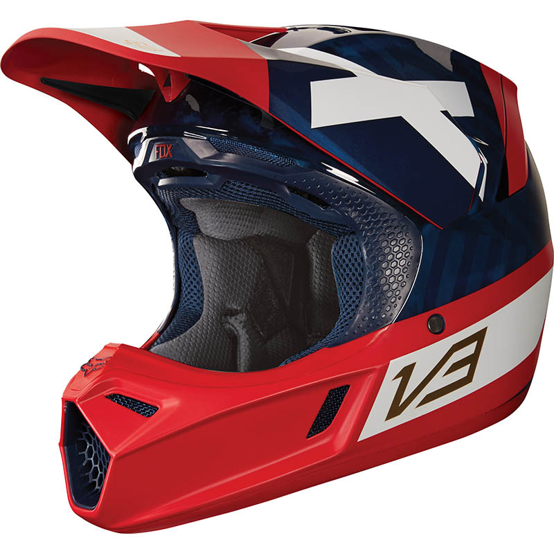 Fox - 2018 V3 Preest Navy/Red ECE шлем, сине-красный