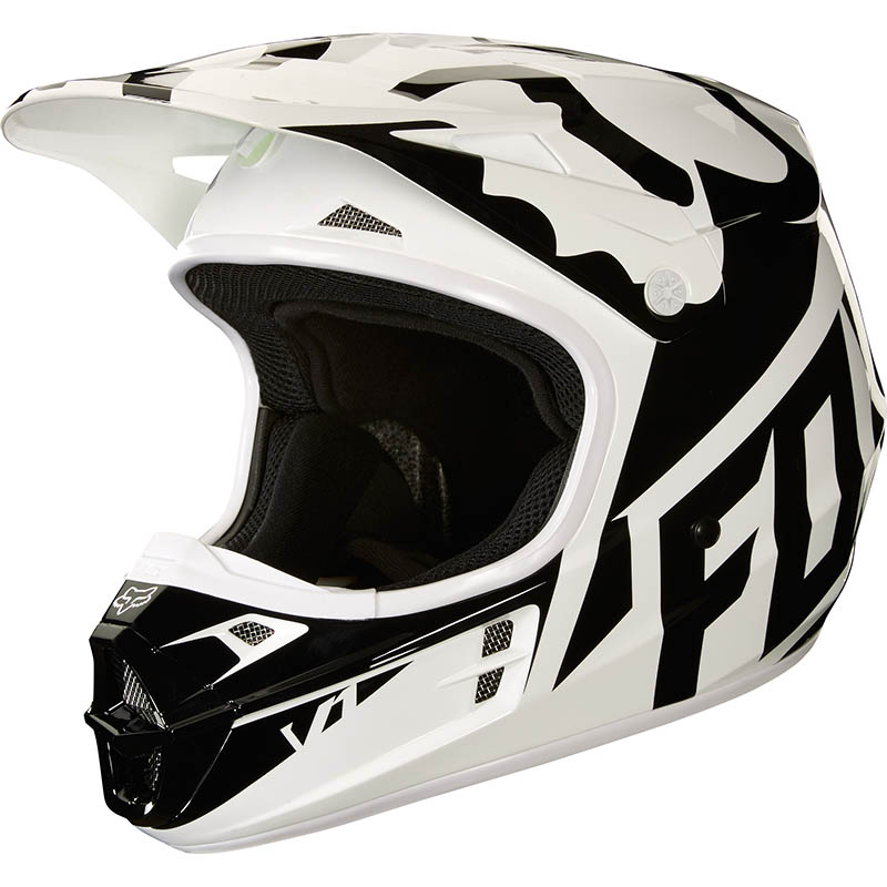 Fox - 2018 V1 Race Black/White/Green ECE шлем, бело-черно-зеленый