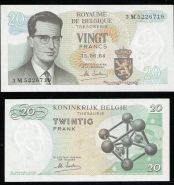 Бельгия 20 франков 1964 г. aUNC