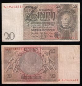 Германия 20 марок 1924-1929