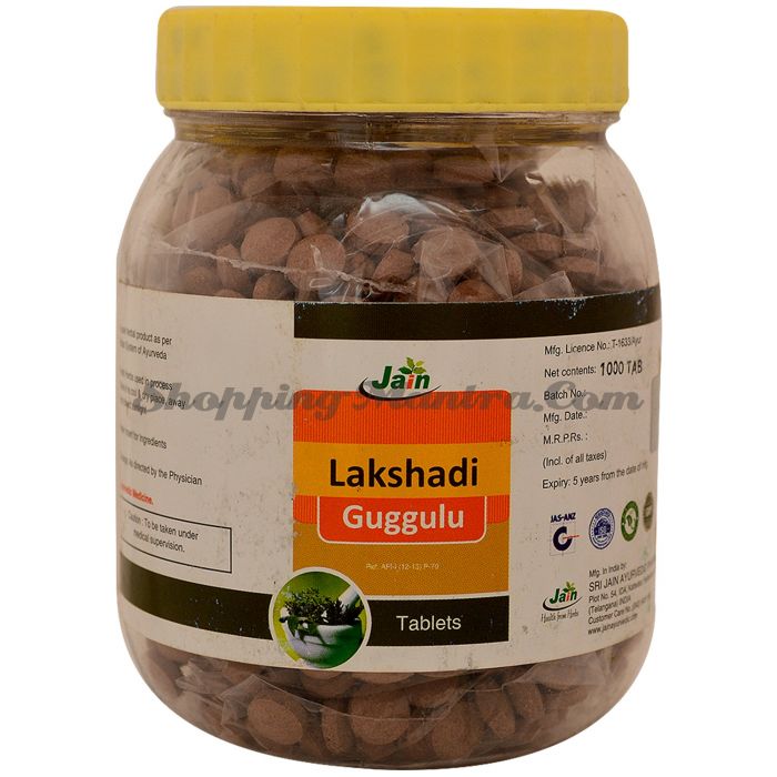 Лакшади Гуггул (1000 шт.) для костей и суставов Джайн Аюрведик | Jain Ayurvedic Lakshadi Guggulu Jar