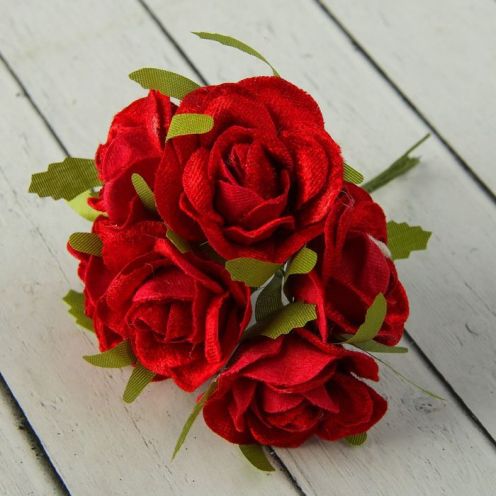 Декор для творчества "Бархатные розы" (1 набор=1 букету) 12 см d=4,5 см МИКС