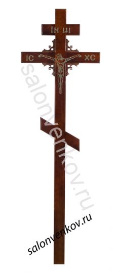 Крест на могилу деревянный сосна "Угловой узор" 210см