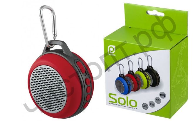 Колонка универс.с радио Perfeo "SOLO" Bluetooth FM, MP3 microSD, AUX, мощность 5Вт, 600mAh, красная PF_5206