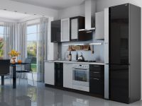 Кухня ВЛ-03 белый металлик/черный металлик