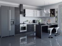 Кухня ВЛ-05 белый металлик/черный металлик