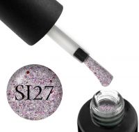 Гель-лак Naomi Self Illuminated SI 27 (розовое серебро с блестками и слюдой, и красными конфетти), 6 мл