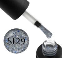 Гель-лак Naomi Self Illuminated SI 29 (плотное серебро с блестками и слюдой, и синим конфетти), 6 мл