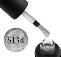 Гель-лак Naomi Self Illuminated SI 34 (серебро с блестками, слюдой, фольгой-стружкой и конфетти), 6 мл