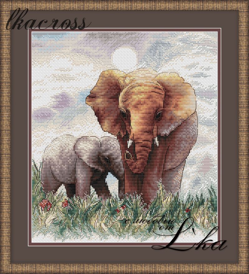 "Elephants". Digital cross stitch pattern.