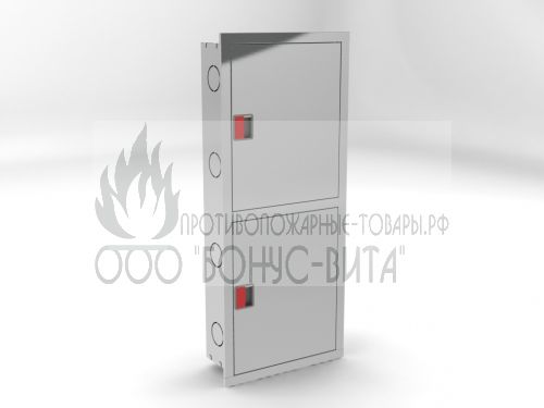 ШПК-320ВЗ (хром) шкаф пожарный из нержавеющей стали, с евро-ручкой