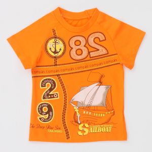 оранжевая футболка мальчику 1-2 лет