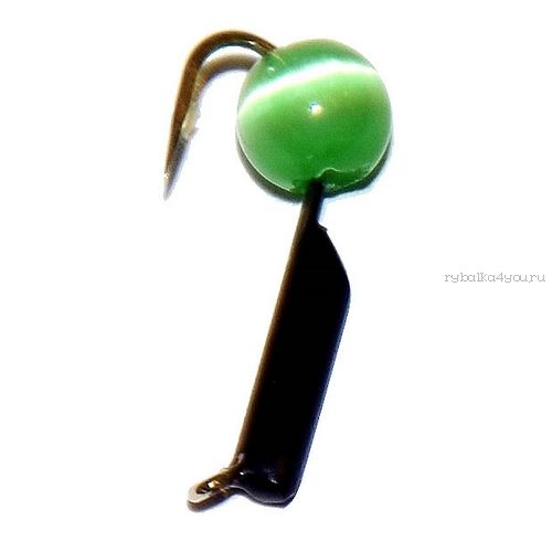 Мормышка вольфрамовая True Weight"Кошачий глаз" гвоздик d2,0 светло-зеленый