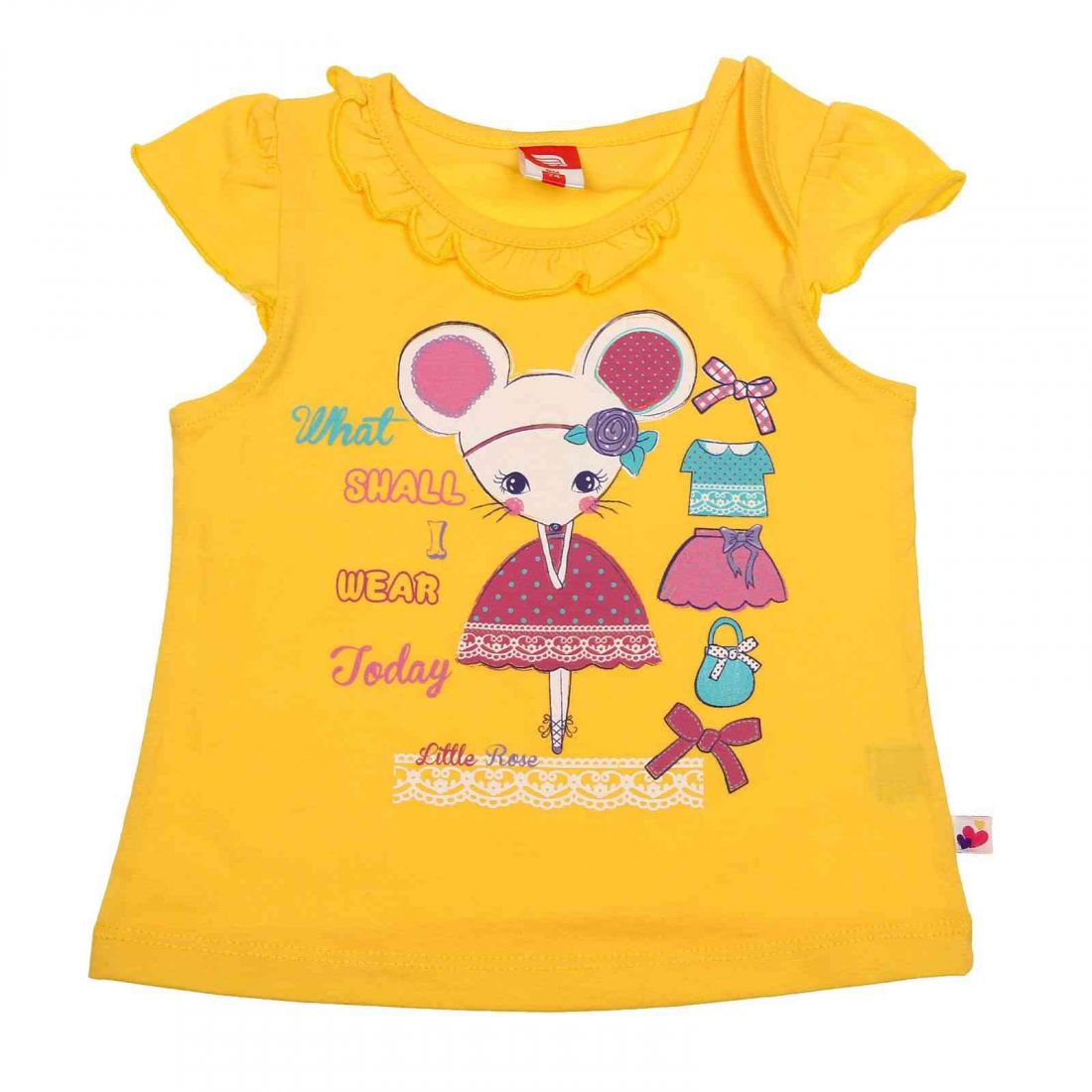 Желтая футболка для девочки Мышка